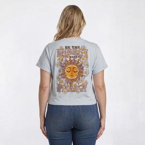 Juniors Plus Attitude Not Included Roll Cuff Cropped Graphic Tee alternate view